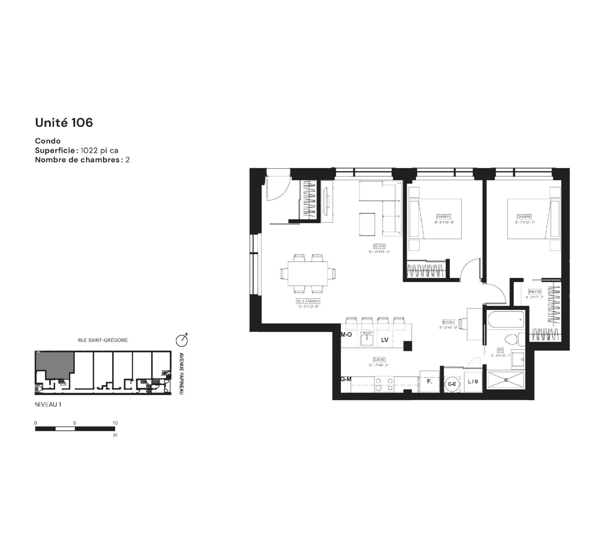 Plan (croquis) – 5410, Av. Papineau, app. 106