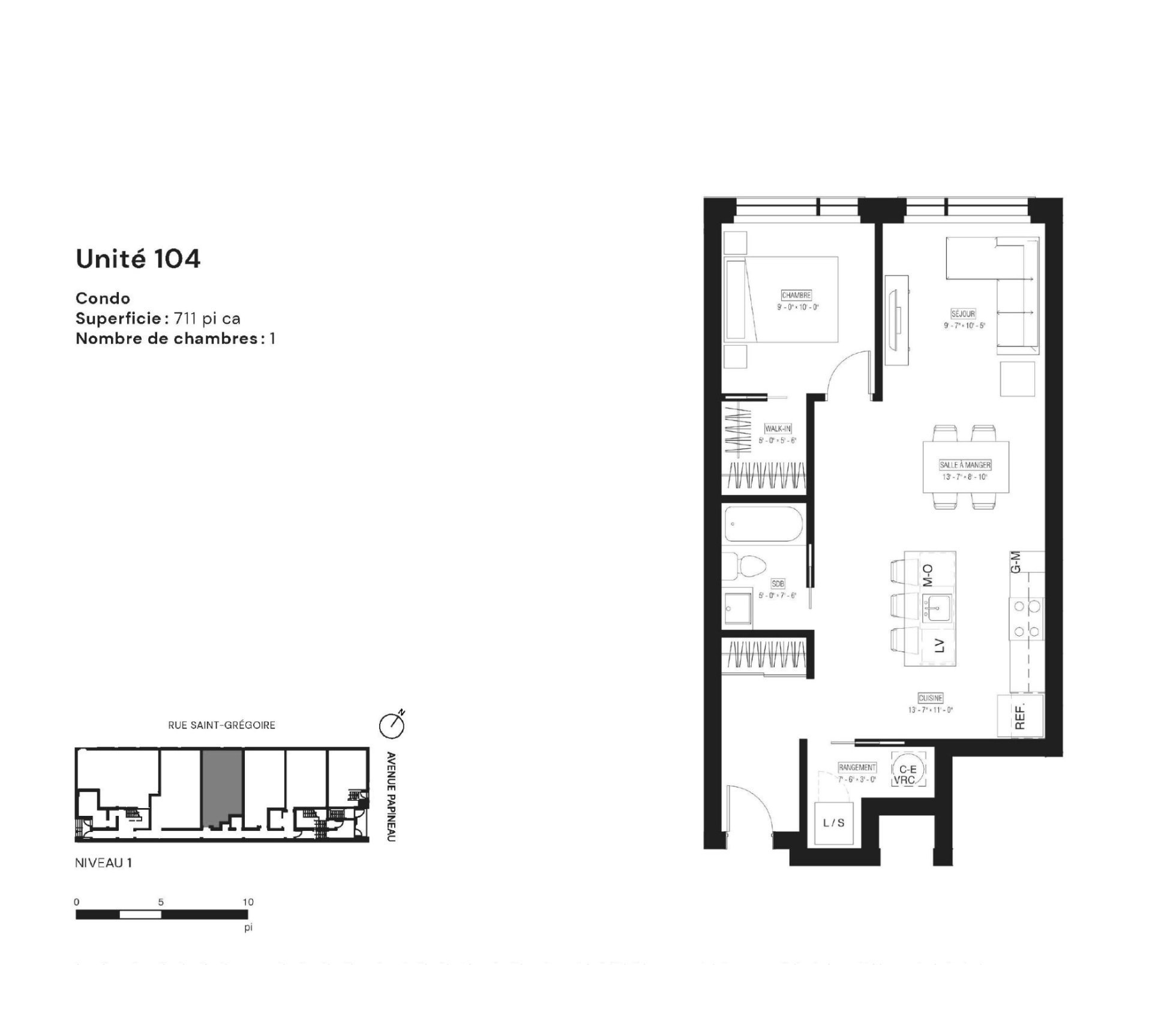 Plan (croquis) – 5410, Av. Papineau, app. 104