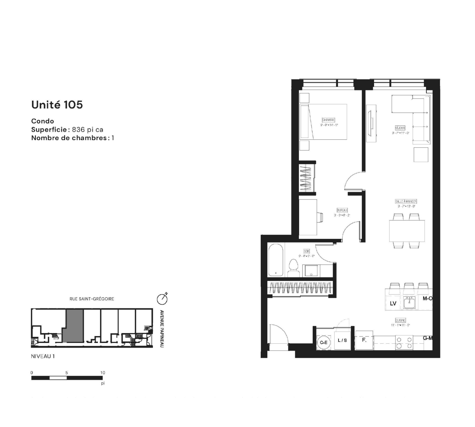 Drawing (sketch) – 5410, Av. Papineau, apt. 105