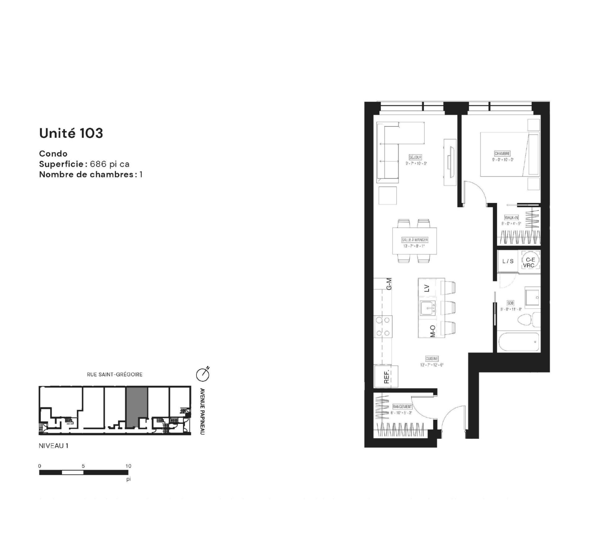 Plan (croquis) – 5410, Av. Papineau, app. 103